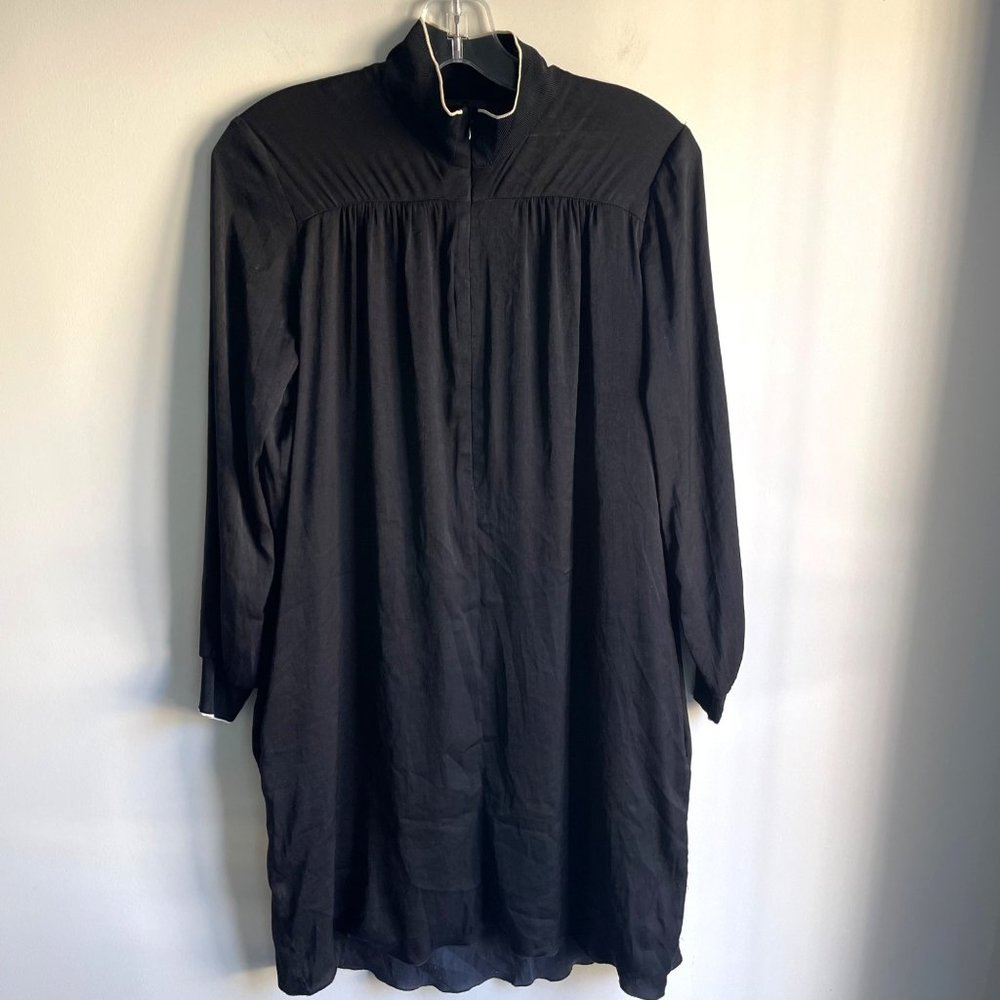 ATM Anthony Thomas Melillo Size M Black Long Sleeve Silk Mock Neck Shift Dress